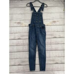 Free People Overalls Womens 28R Blue Denim Skinny Stretch Adjustable Bib Jeans